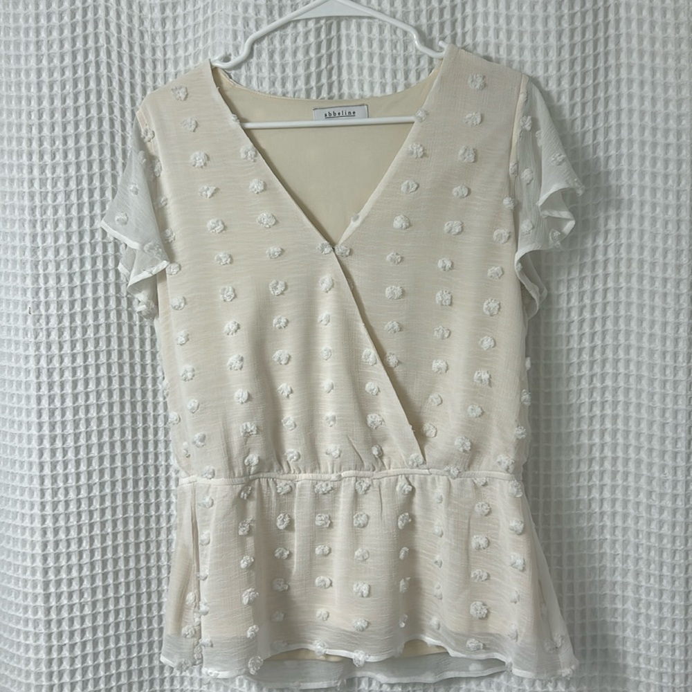 Abbeline Dotted Swiss Ruffle Blouse Cream South Moon Under